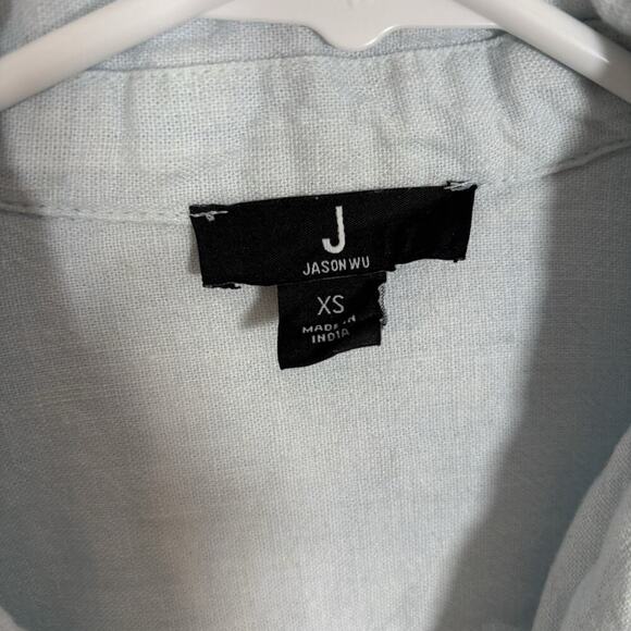Jason Wu Dip Dye Linen Button Front Shirt Sky Blue XS Ombre Long Sleeve - Picture 3 of 7